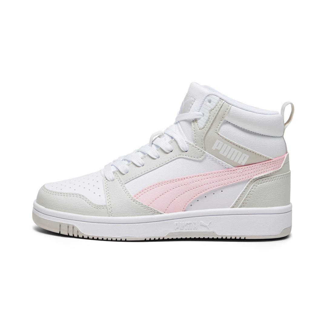 PUMA Unisex Kinder Rebound V6 Mid Jr Sneaker 35.5 EU Puma White Frosty Pink Sedate Gray, 35.5 EU Pum