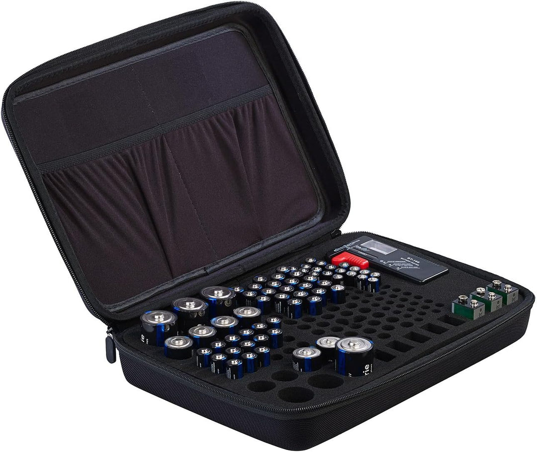 tka Köbele Akkutechnik Batterie-Box: 2er-Set Aufbewahrungstaschen für 148 Batterien mit Batterie-Tes
