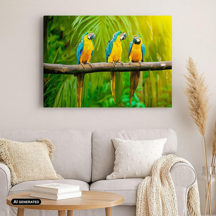 Bilder auf Leinwand 100x70cm Leinwandbild Papageien Collorful Natur Vögel Gross Wanddeko Bild Schlaf