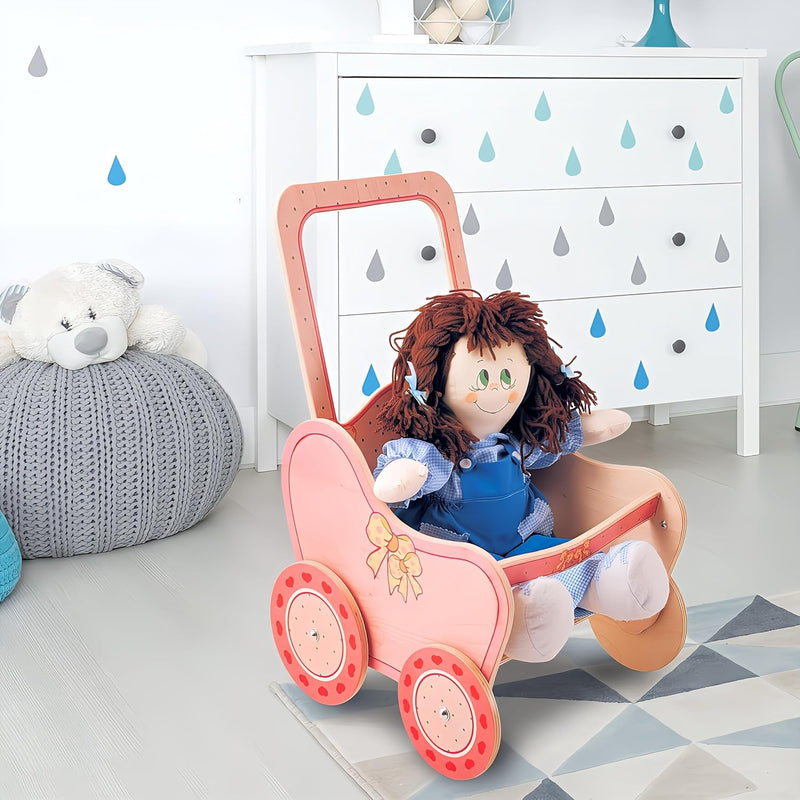 Dida - Der Puppenbuggy Aus Holz Dekoration Rosa ist EIN Holzpuppenwagen Zum Schieben Der Puppen Der