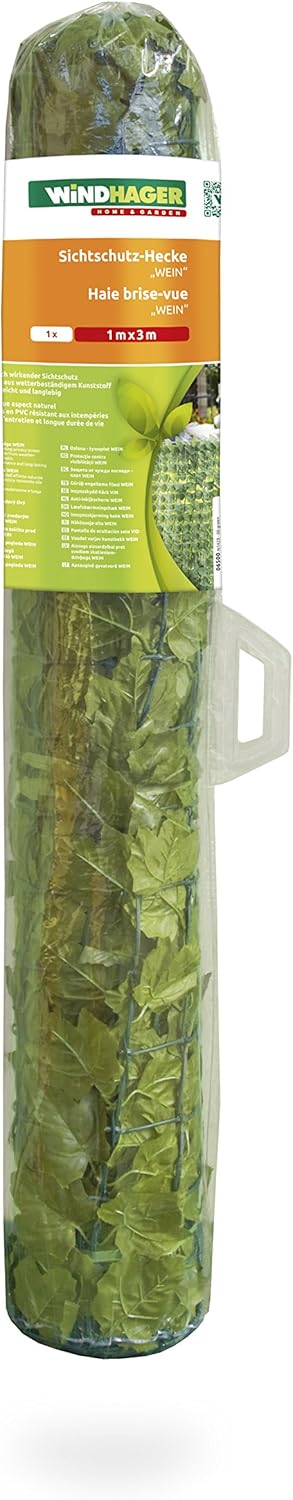 Windhager Sichtschutzhecke Wein Sichtschutz Windschutz Verkleidung für Balkon Terrasse Zaun, grün, 1