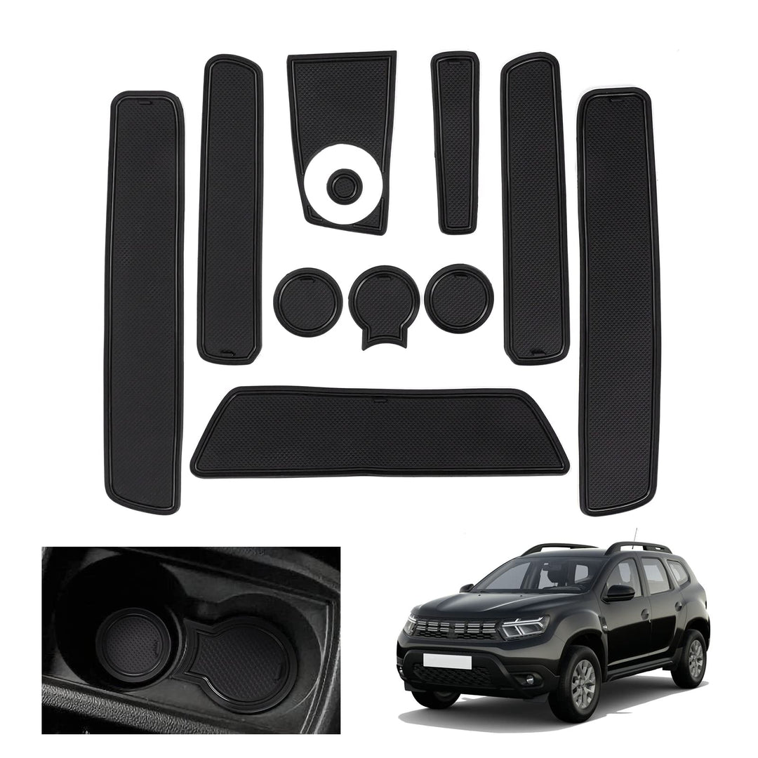 GAFAT 2018-2021 Renaul-t/Dacia Duster Antirutschmatten, Gummimatten, Mittelkonsole Becherhalter Matt