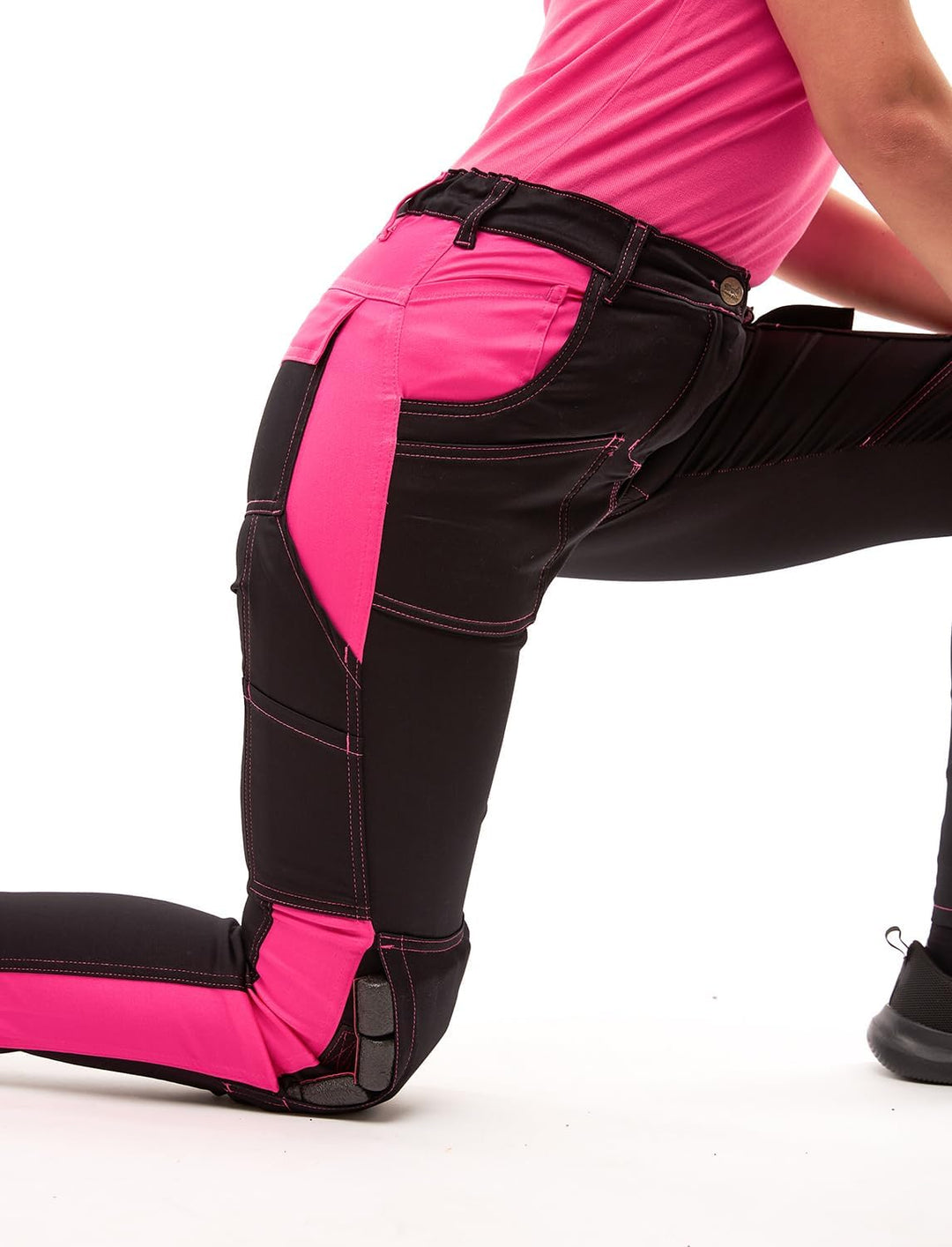 strongAnt Damen Arbeitshose komplett Stretch für Frauen Bundhose mit Kniepolstertaschen Schwarz Grau