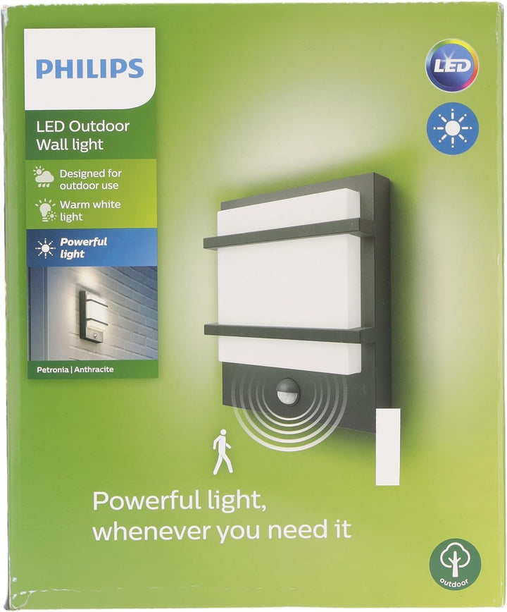 Philips myGarden LED Petronia Wandaussenleuchte mit Bewegungsmelder, Anthrazit Mit Bewegungssensor,