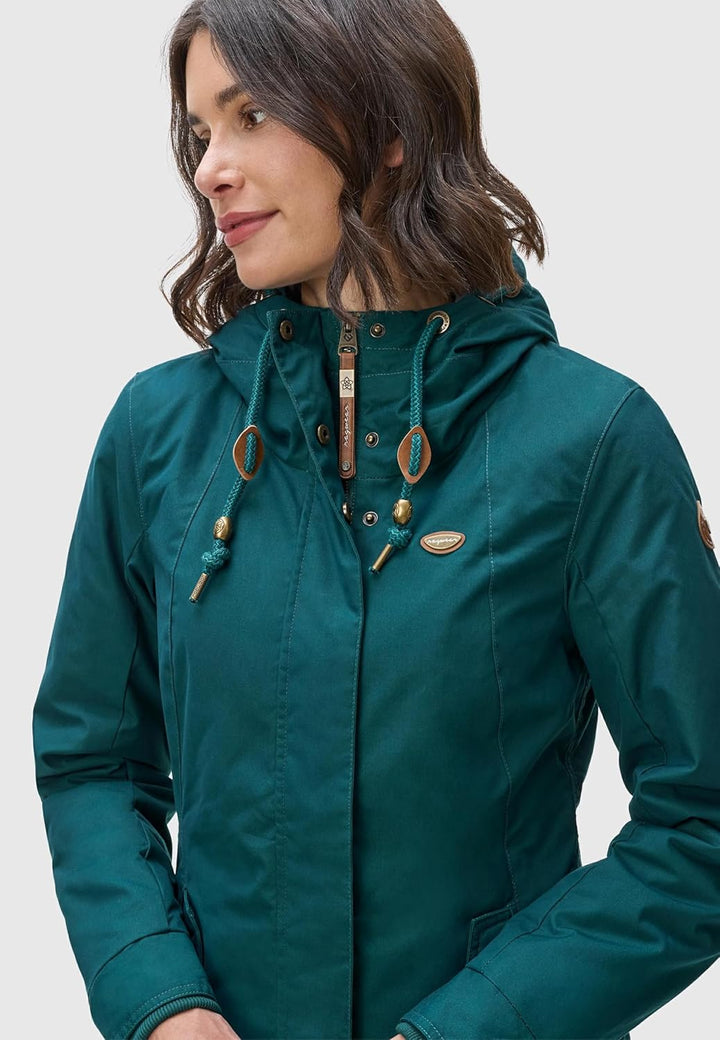 Ragwear Damen warme Winterjacke kurz mit Kapuze Monade XS-6XL XL Dark Green22, XL Dark Green22