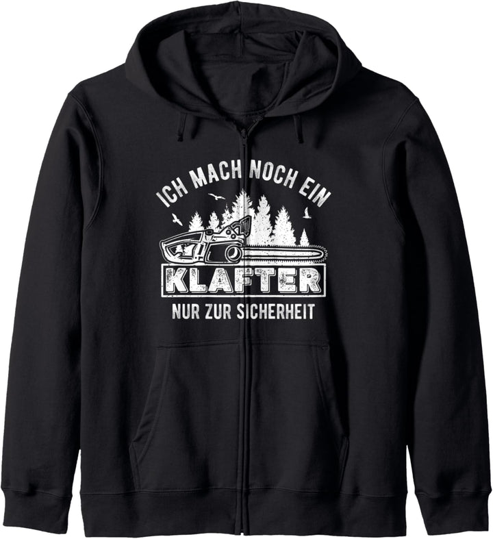 Noch ein Klafter, Brennholz Waldarbeiter Holzfäller Kapuzenjacke