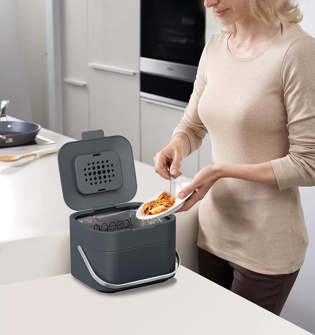 Joseph Joseph Stack 4 - Komposteimer küche, biomülleimer mit Geruchsfilter und deckel, Plastik, 4 Li