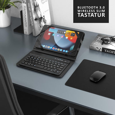 CSL - Bluetooth Slim Tastatur für Tablets 7-8 Zoll inkl. Kunstledercase - Wireless Keyboard im Slim