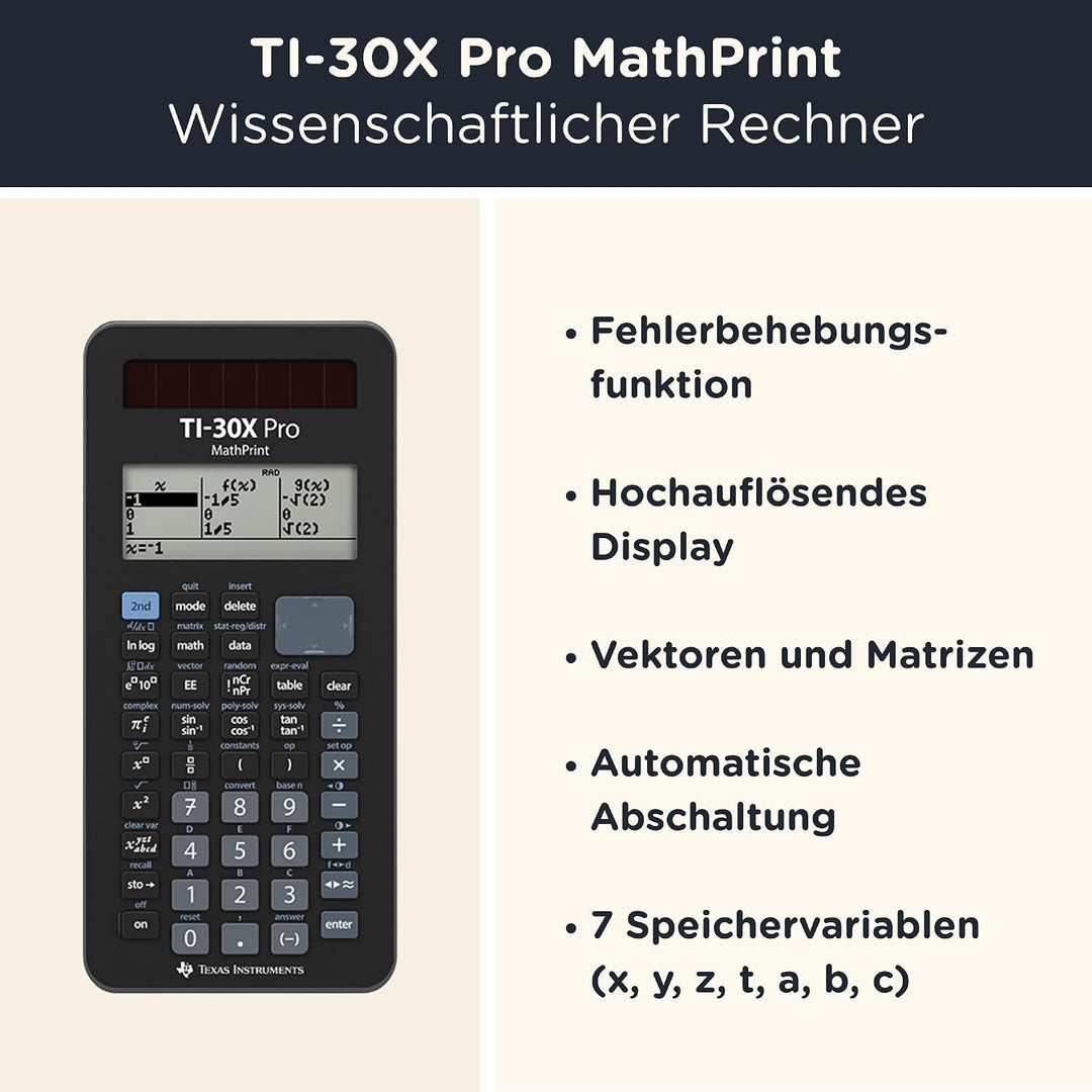 CALCUSO Sparpaket: TI-30X Pro MathPrint technisch-wissenschaftlicher Taschenrechner + WYNGS Schutzta