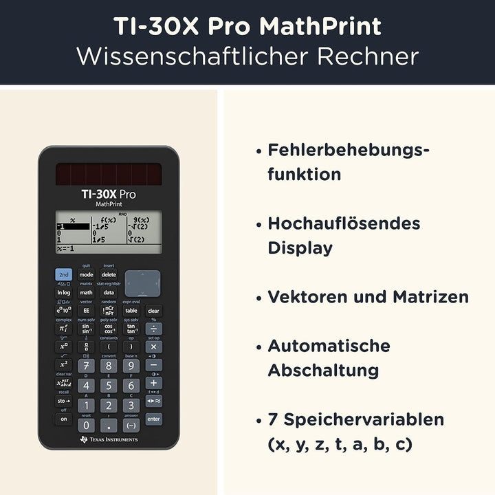 CALCUSO Sparpaket: TI-30X Pro MathPrint technisch-wissenschaftlicher Taschenrechner + WYNGS Schutzta