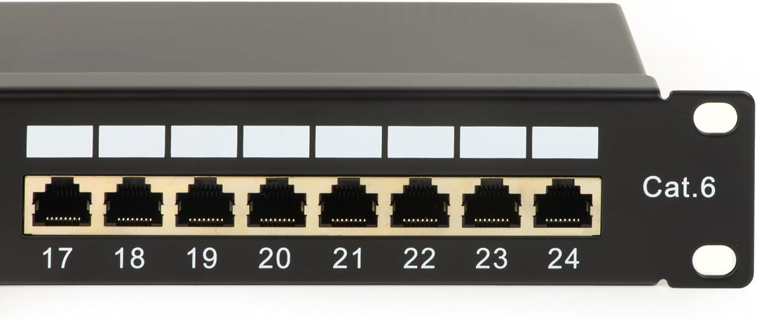 Netzwerk-Patchpanel mit 24 RJ45-Ports CAT 6 geschirmt 19" schwarz