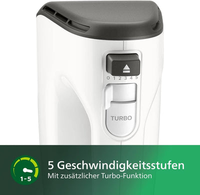 Philips Domestic Appliances HR3741/00 Handmixer, 450 W, 5 Geschwindigkeiten plus Turbo