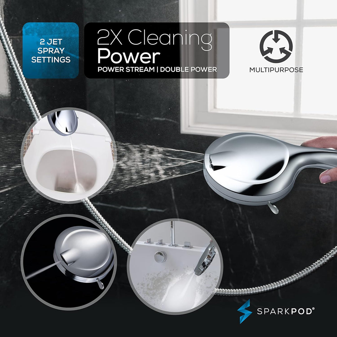 Sparkpod 10-Setting High Pressure Shower Head - Luxury 5" High Flow Hand Held Shower Head with High