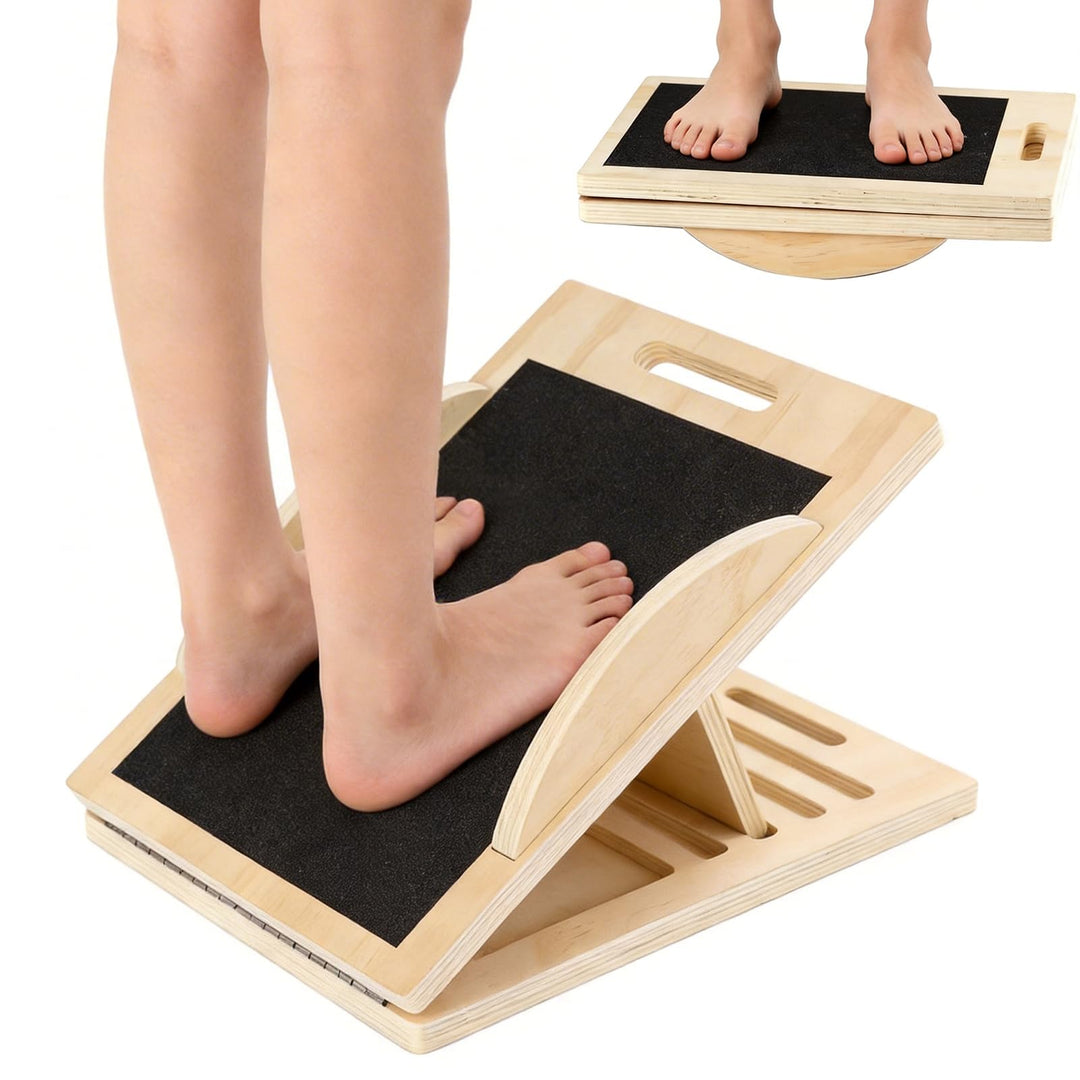 2-In-1 Schrägbrett &amp; Balance Board, Slant Board 4 Angles Einstellbar, Schrägbrett aus Holz Gleichgew