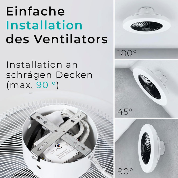 Noaton Deckenventilator mit Beleuchtung 12050B Triton, Schwarz, LED Dimmbar, 3 Farbtemperaturen, Fer