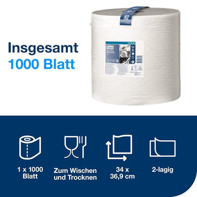 Tork 130060 Extra Starke Mehrzweck Papierwischtücher für W1 Bodenständer- und Wandhalter-System / 2-