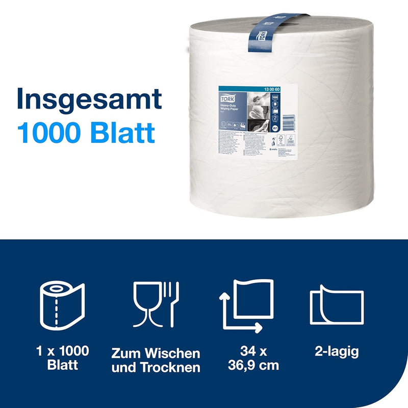 Tork 130060 Extra Starke Mehrzweck Papierwischtücher für W1 Bodenständer- und Wandhalter-System / 2-