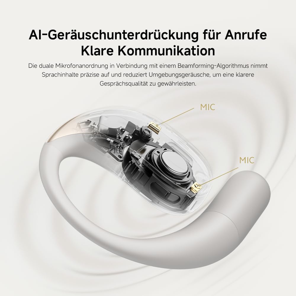 Xiaomi OpenWear Stereo - Leichter Bluetooth Open Ear Kopfhörer für den ganzen Tag mit 7.5 + 38.5 Stu