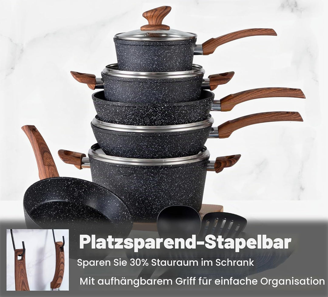 Kitchen Academy Induktions Töpfe Set - Pfannenset mit deckel - töpfe &amp; pfannen set ohne PTFE und PFO