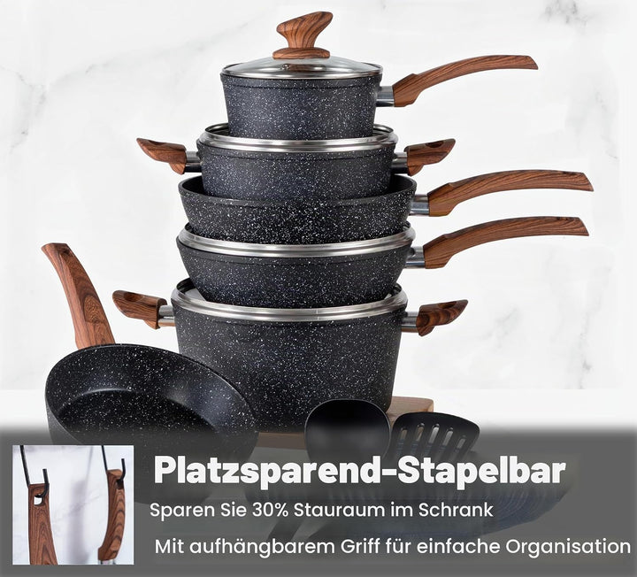 Kitchen Academy Induktions Töpfe Set - Pfannenset mit deckel - töpfe &amp; pfannen set ohne PTFE und PFO