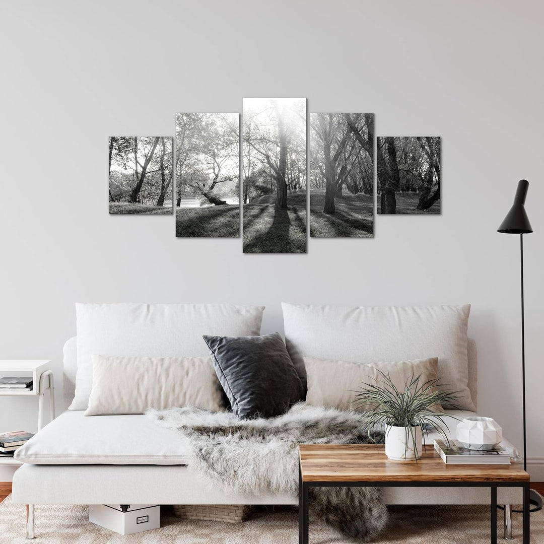 Runa Art Wandbilder Wald Landschaft 5 Teilig Bild auf Vlies Leinwand Deko Schlafzimmer Wohnzimmer So