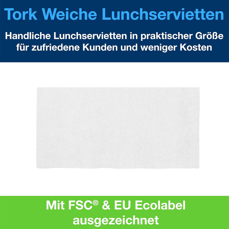 Tork 477844 Lunchservietten Hellblau / 2-lagige Servietten für kleine Gerichte oder Snacks / Advance