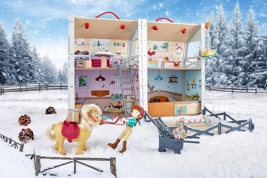 Hape International Hape International Hape Ponyhof | Reiterhof mit viel Zubehör, faltbar zum Mitnehm