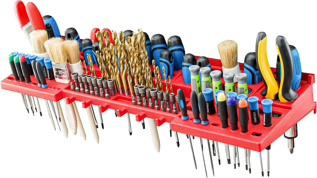 Lagersystem Werkstattregal | 156 x 78 cm | 51 stck. Box | Wandregal mit Werkzeughalterungen und Stap