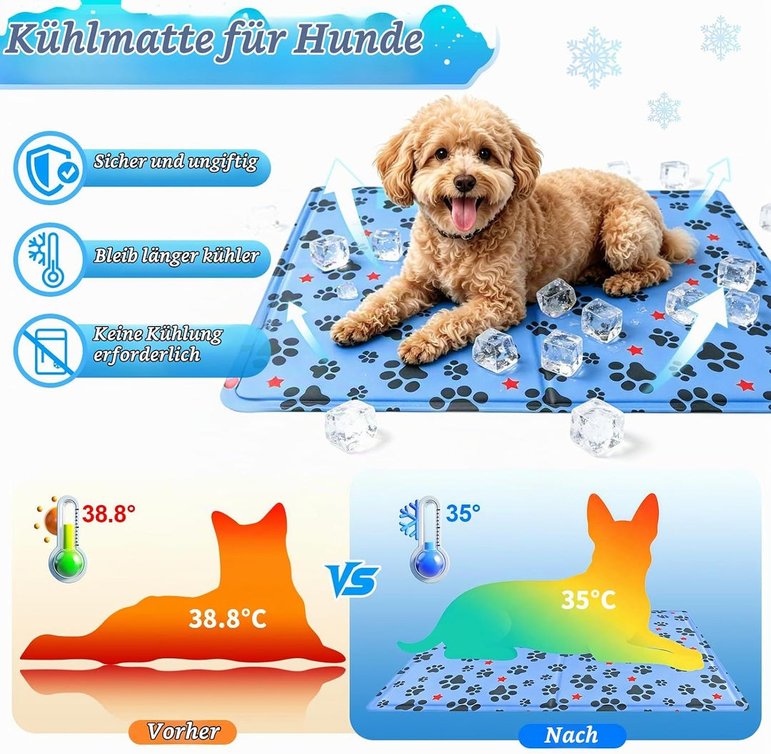 Kühlmatte Hund 50 x 40 cm, Kühlmatte für Hunde &amp; Katzen Faltbare, Kühldecke für Haustiere Leicht Rei