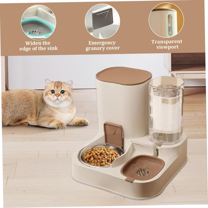 Automatische Futterhäuschen, automatische Katzenfuttermittel 2 in 1 Edelstahl und PP Katze Feeder un