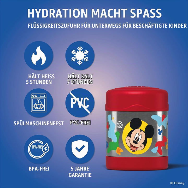 Thermos kids FUNTAINER Thermobehälter für Essen 300ml, Disney Mickey Maus - Edelstahl, absolut dicht