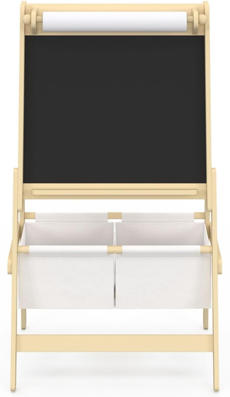IDMarket - Kindertafel 3 in 1 Doppelseitige Staffelei mit Papierrolle und 2 Aufbewahrungskörben