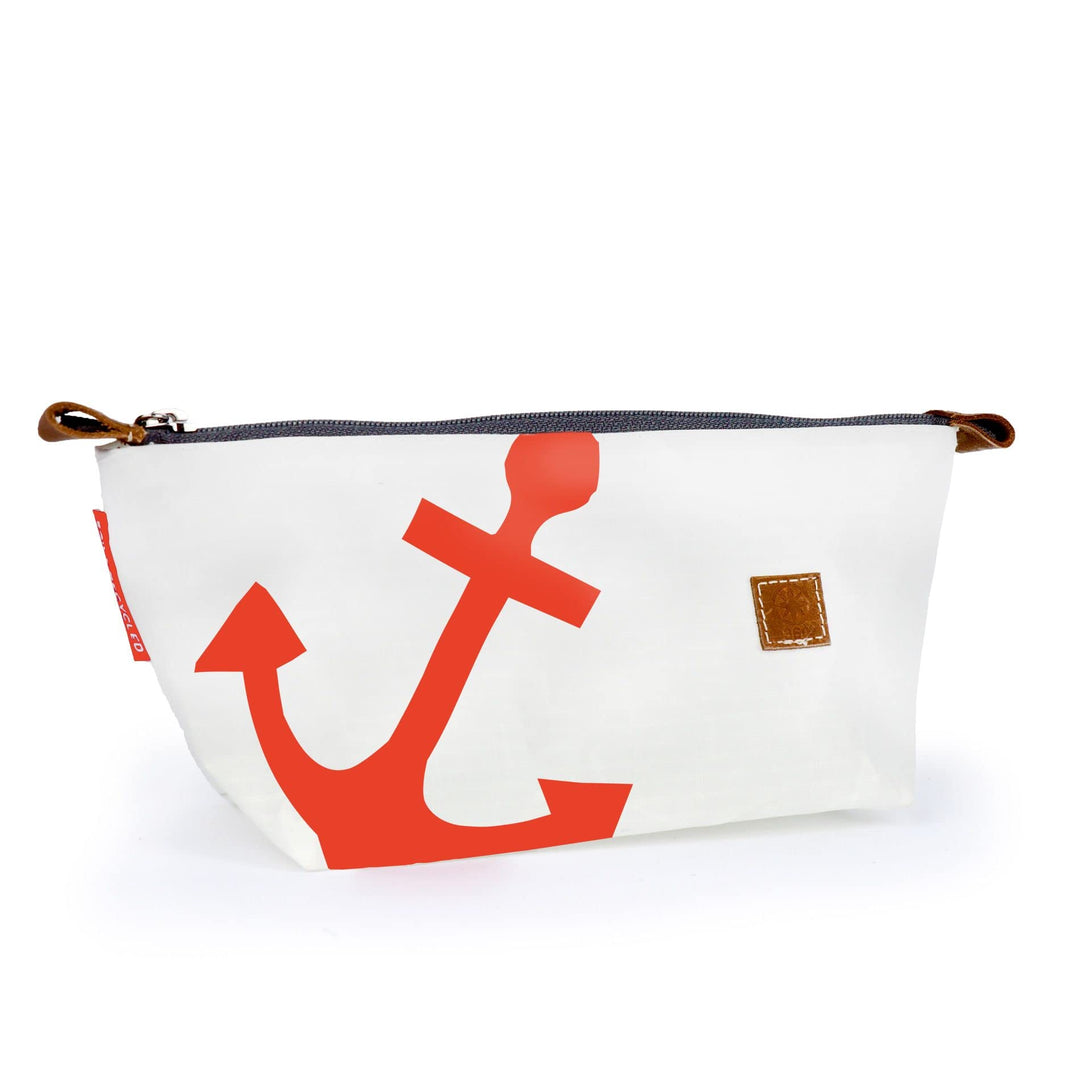 360° Navigator Etui aus Segeltuch, Recycling Federtasche Federmäppchen, weiss Anker Neonorange