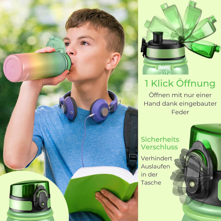MY VESPERBOX® Edelstahl Thermosflasche Kinder [INK. STROHHALM & SIEB] - Isolierflasche für Jungen &