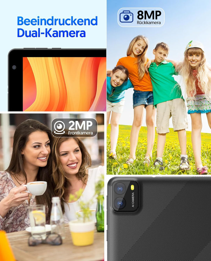 BAKEN 7 Zoll Tablet, Android 14 Tablet with 8GB RAM+64GB ROM 1 TB Erweiterung, Qcta Core Prozessor T