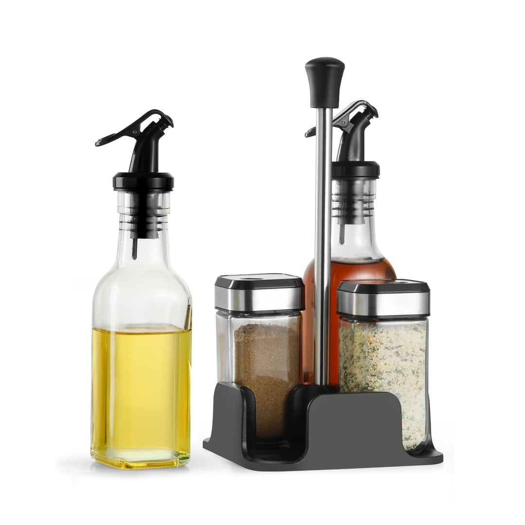 SIAZIH Salz und Pfefferstreuer/Essig und Ölflaschen set,2 Ölflasche 200ML,2 Gewürzgläser mit Schraub