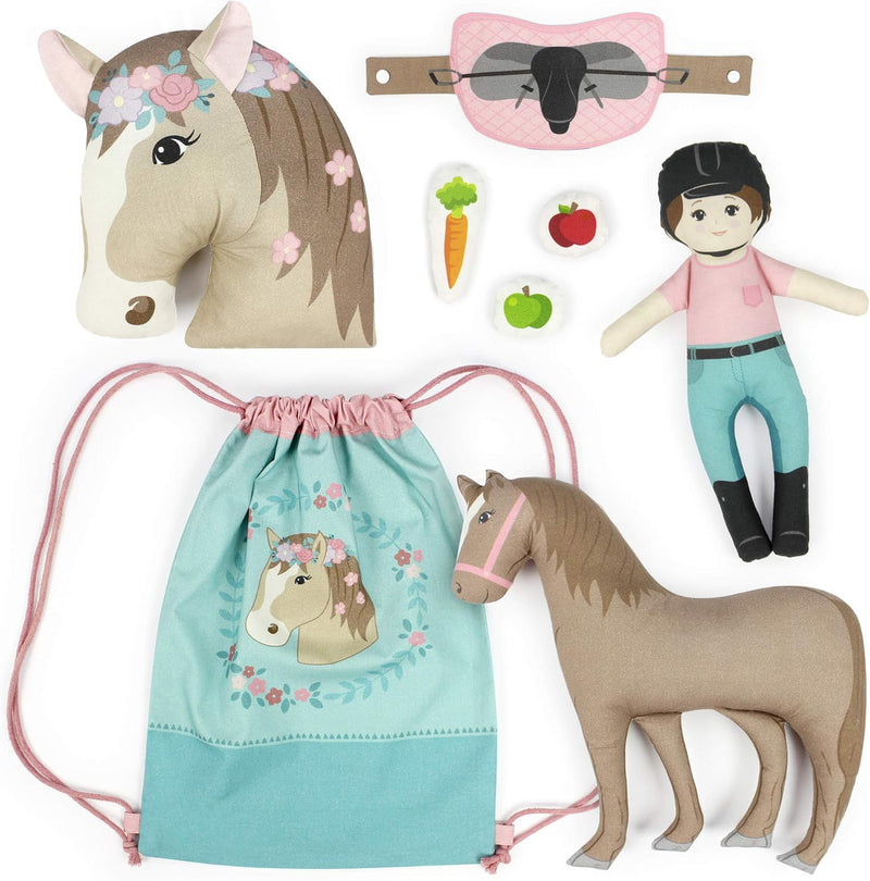 kullaloo KINDERLEICHT - Cut & Sew Stoff als Panel auf Popeline/Baumwolle zum selber Nähen (Horse Lov