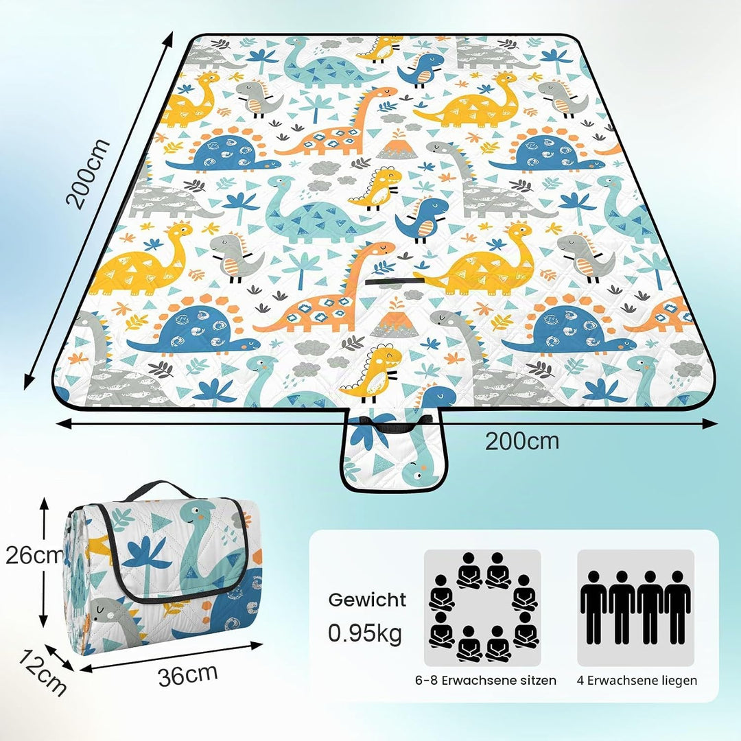 Extra gross Kinder Picknickdecke Wasserdicht 200 * 200cm, Strandmatte Campingdecke Gepolstert Faltba