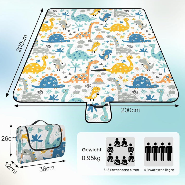 Extra gross Kinder Picknickdecke Wasserdicht 200 * 200cm, Strandmatte Campingdecke Gepolstert Faltba