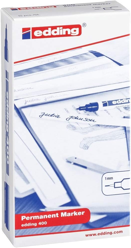 edding 400 Permanentmarker - schwarz - 10 Stifte - feine Rundspitze 1 mm - wasserfest, schnell-trock