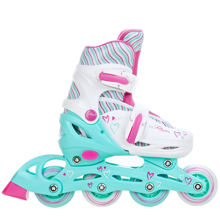 Kinder Inline Skates Inliner Raven Lia verstellbar mit LED Leuchtrad 34-37 (20,5-23,5cm) Raven Loret
