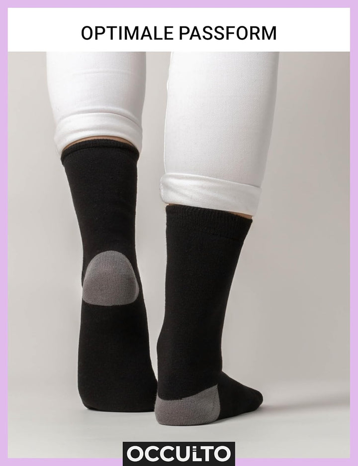 Occulto 10 PAAR SOCKEN für DAMEN aus BAUMWOLLE (Modell: Gertrud) 35-38 Schwarz-pink, 35-38 Schwarz-p