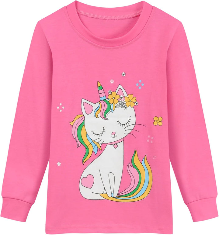 EULLA Kinder Schlafanzüge Mädchen Langarm Winter Pyjama Set Baumwolle Meerjungfrau Einhorn Prinzessi