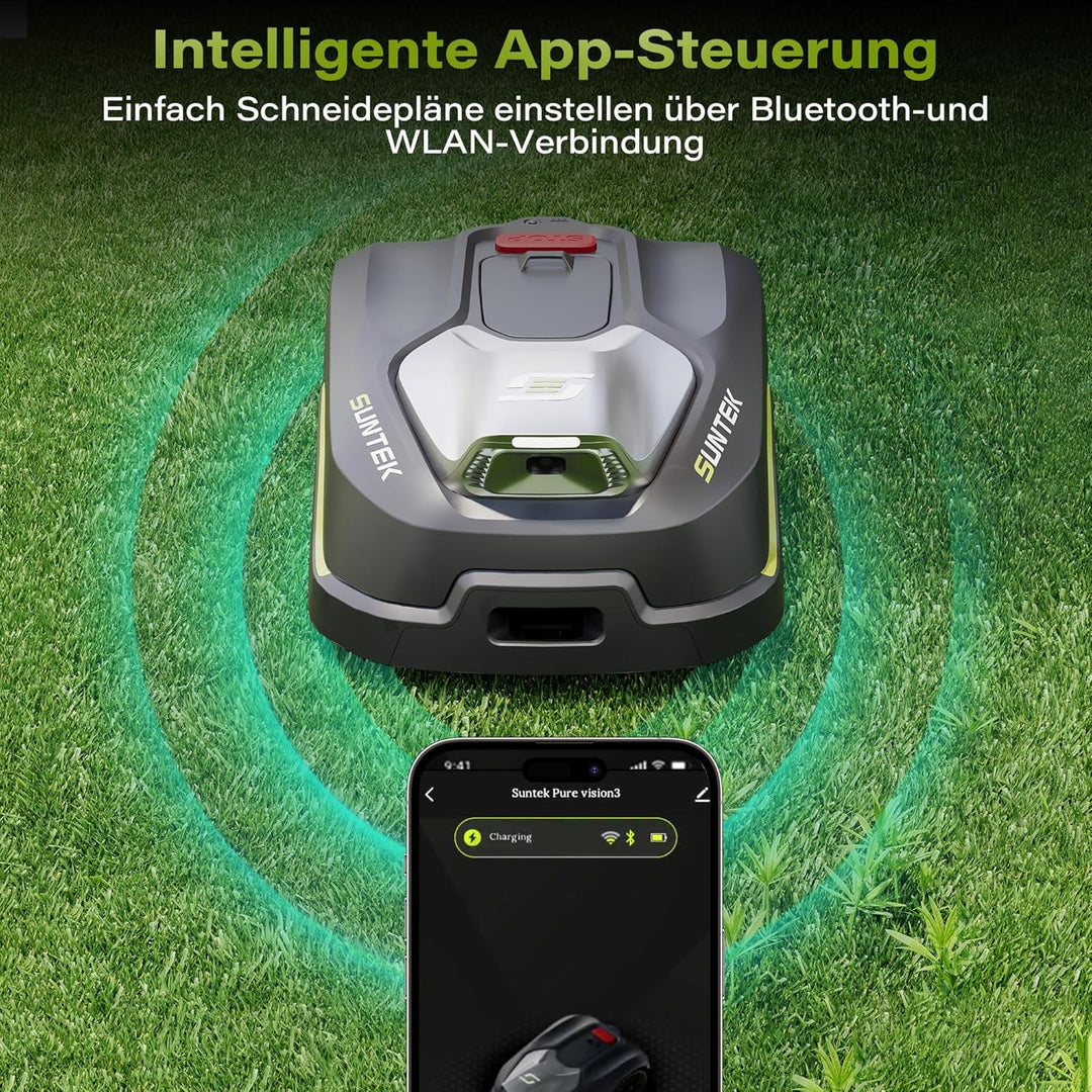 SUNTEK Mähroboter ohne Begrenzungskabel für 500 m², KI Pure Vision Rasenmäher Roboter mit automatisc