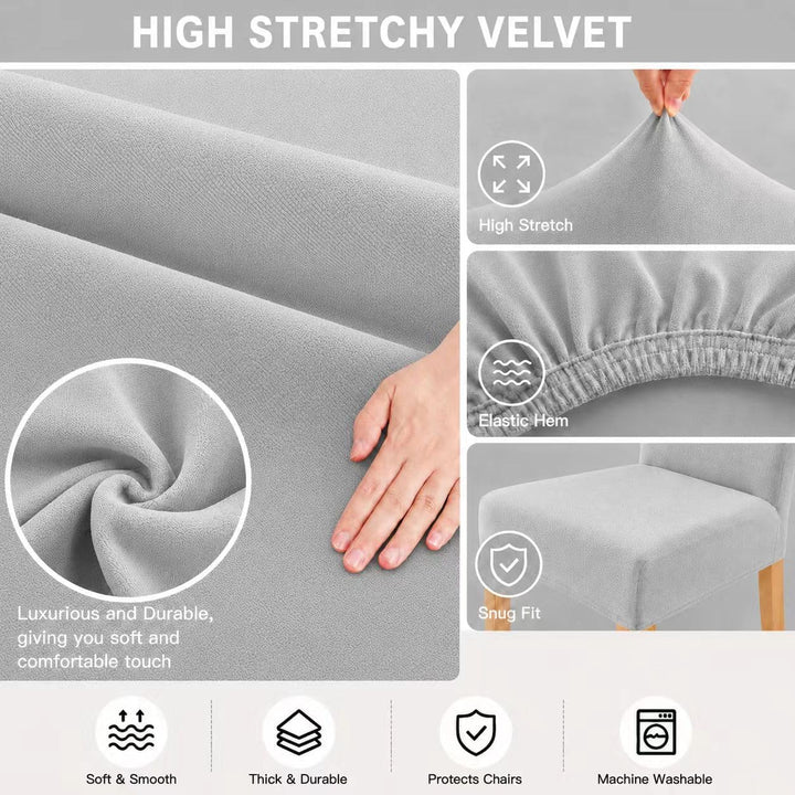 Morwealth 4er 6er Set Stuhlhussen, Stuhlbezug für Esszimmer Waschbar Samt Stretch Stuhl hussen Unive