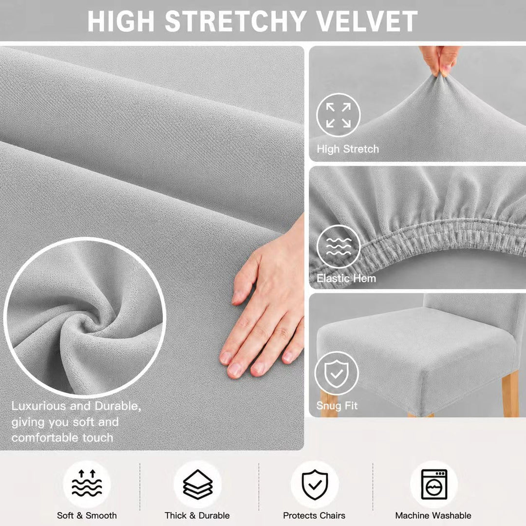 2er 4er 6er Set Stuhlhussen, Stuhlbezug für Esszimmer Waschbar Samt Stretch Stuhl hussen Universal S
