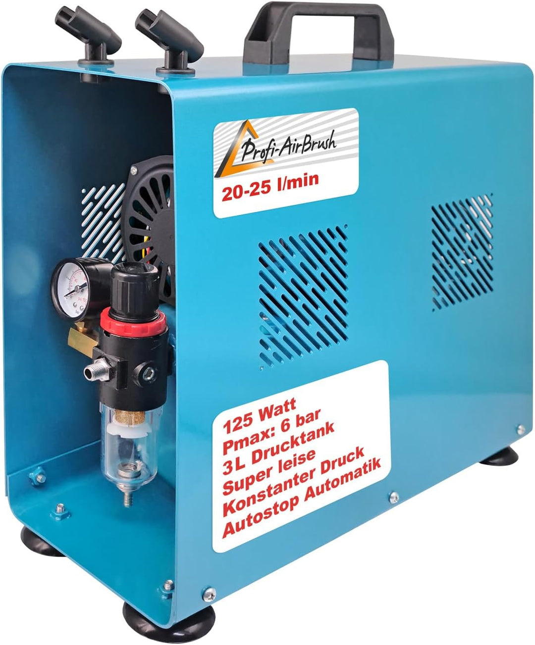 Profi-AirBrush Kompressor Universal II-C mit Start/Stop-Automatik, mit Schutzgehäuse LEISE und ENERG