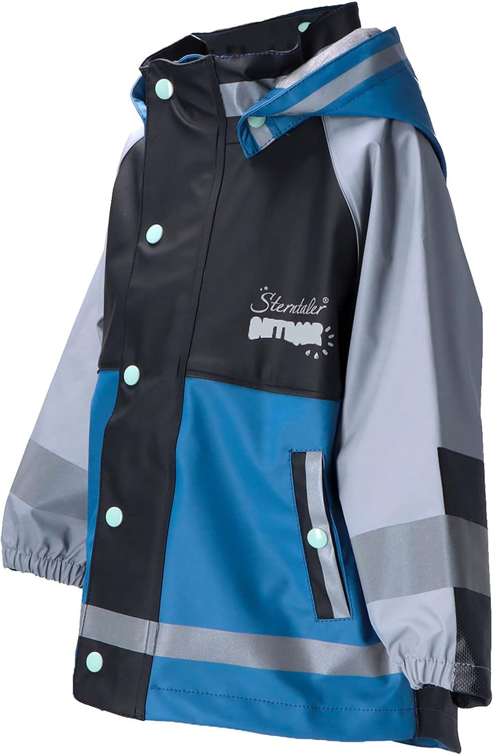 Sterntaler Unisex Kinder Blockfarben Funktions-Regenjacke 74 Tintenblau Melange, 74 Tintenblau Melan