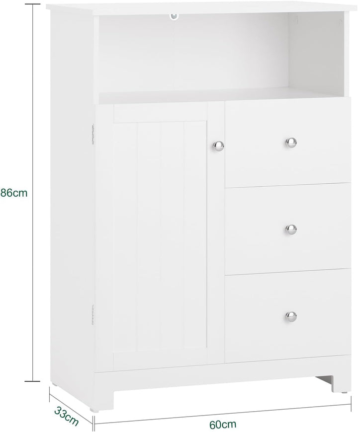 SoBuy BZR107-W Badkommode Badschrank Kommode fürs Bad Badezimmerschrank Aufbewahrungsschrank Flursch