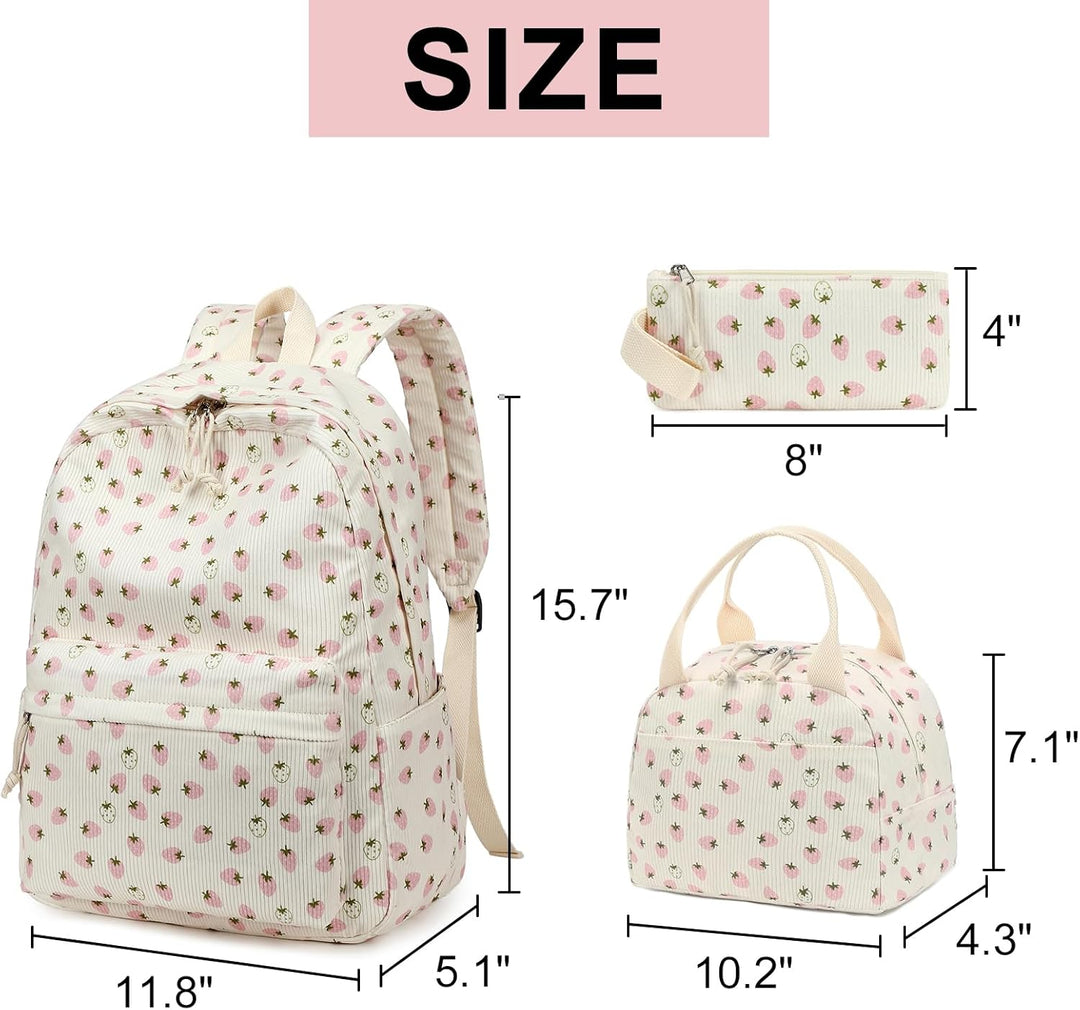 LOIDOU Rucksack für Teenager Mädchen Bookbags Kinderrucksack Kinder Schulrucksack mit Lunchpaket Fed